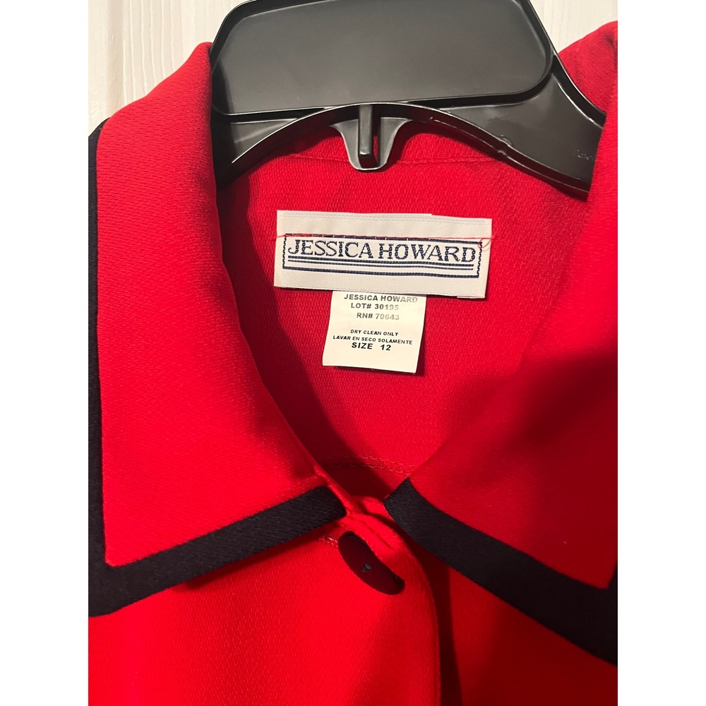 Jessica Howard Red Navy Blue 2 Piece Dress Suit Set Jacket Maxi Dress 12 NEW - Picture 8 of 9